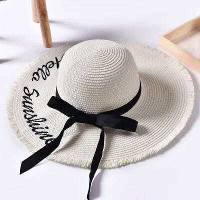 KIMLUD, Handmade Weave letter Sun Hats For Women Black Ribbon Lace Up Large Brim Straw Hat Outdoor Beach hat Summer Caps Chapeu Feminino, KIMLUD Womens ClothesKIMLUD, Handmade Weave letter Sun Hats For Women Black Ribbon Lace Up Large Brim Straw Hat Outdoor Beach hat Summer Caps Chapeu Feminino, 5 / 55-58cm, KIMLUD APPAREL - Womens Clothes