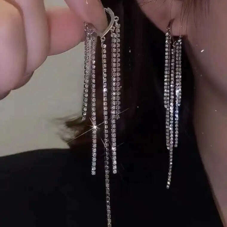 KIMLUD, Hanging Earrings Retro Long Tassel Earrings feminine temperament Coconut Rhinestone S925 Silver Needle 2023 NEW Fashion Jewelry, ED195-2, KIMLUD APPAREL - Womens Clothes