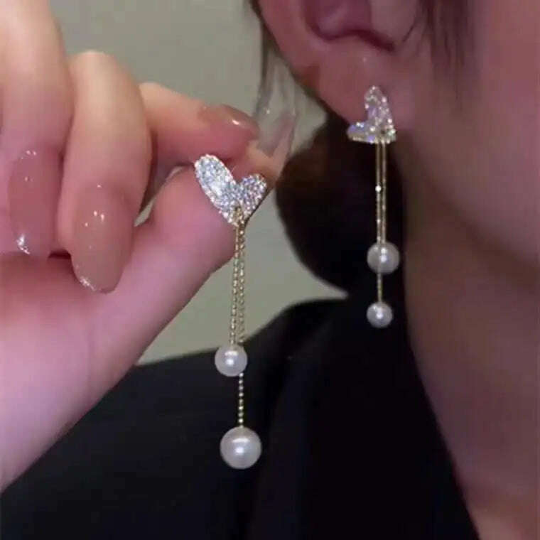 KIMLUD, Hanging Earrings Retro Long Tassel Earrings feminine temperament Coconut Rhinestone S925 Silver Needle 2023 NEW Fashion Jewelry, ED192, KIMLUD APPAREL - Womens Clothes