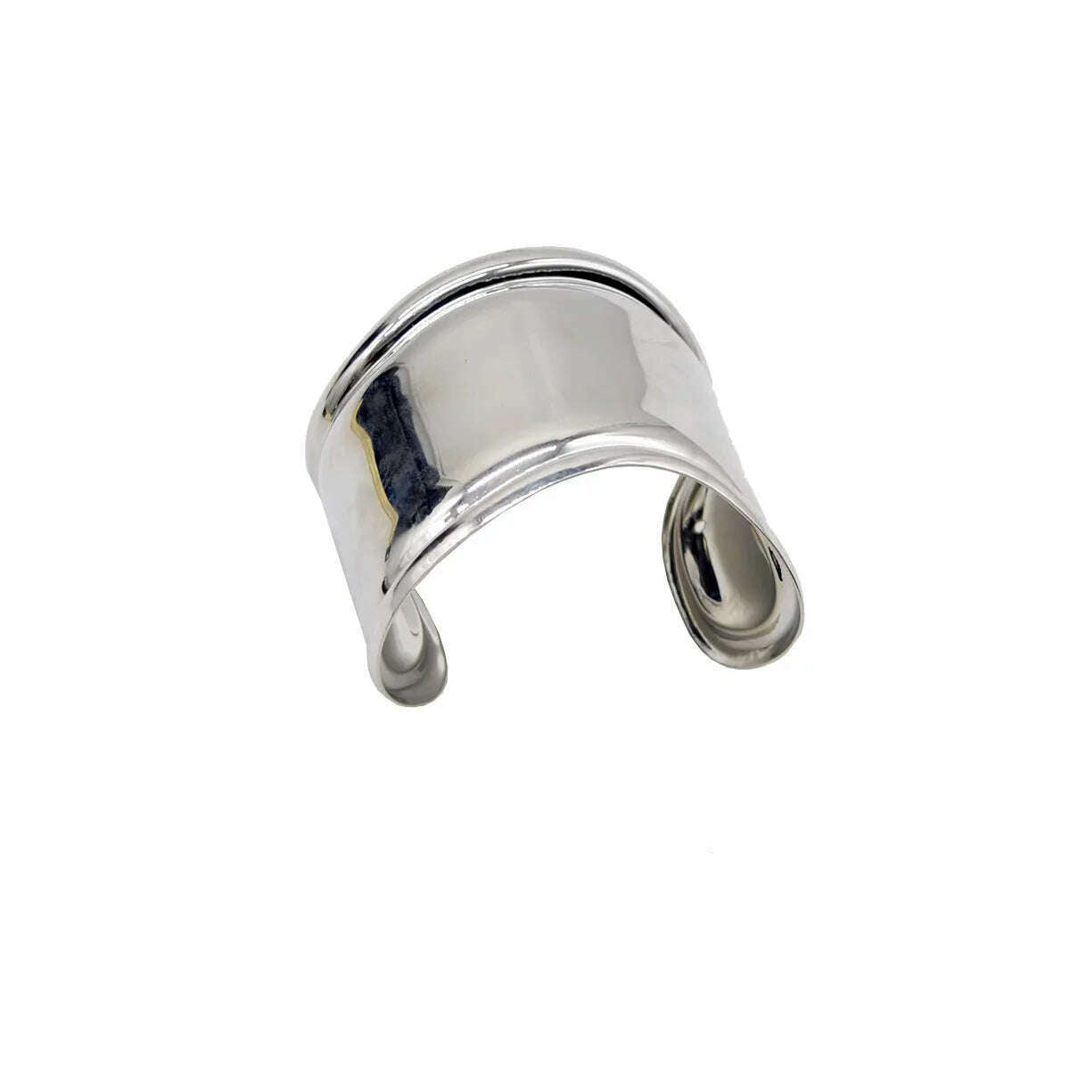 KIMLUD, HangZhi Vintage Exaggerated Wide Irregular Smooth Metal Cuff Bracelet For Women Personality Bangle Jewelry Accessories, A, KIMLUD APPAREL - Womens Clothes