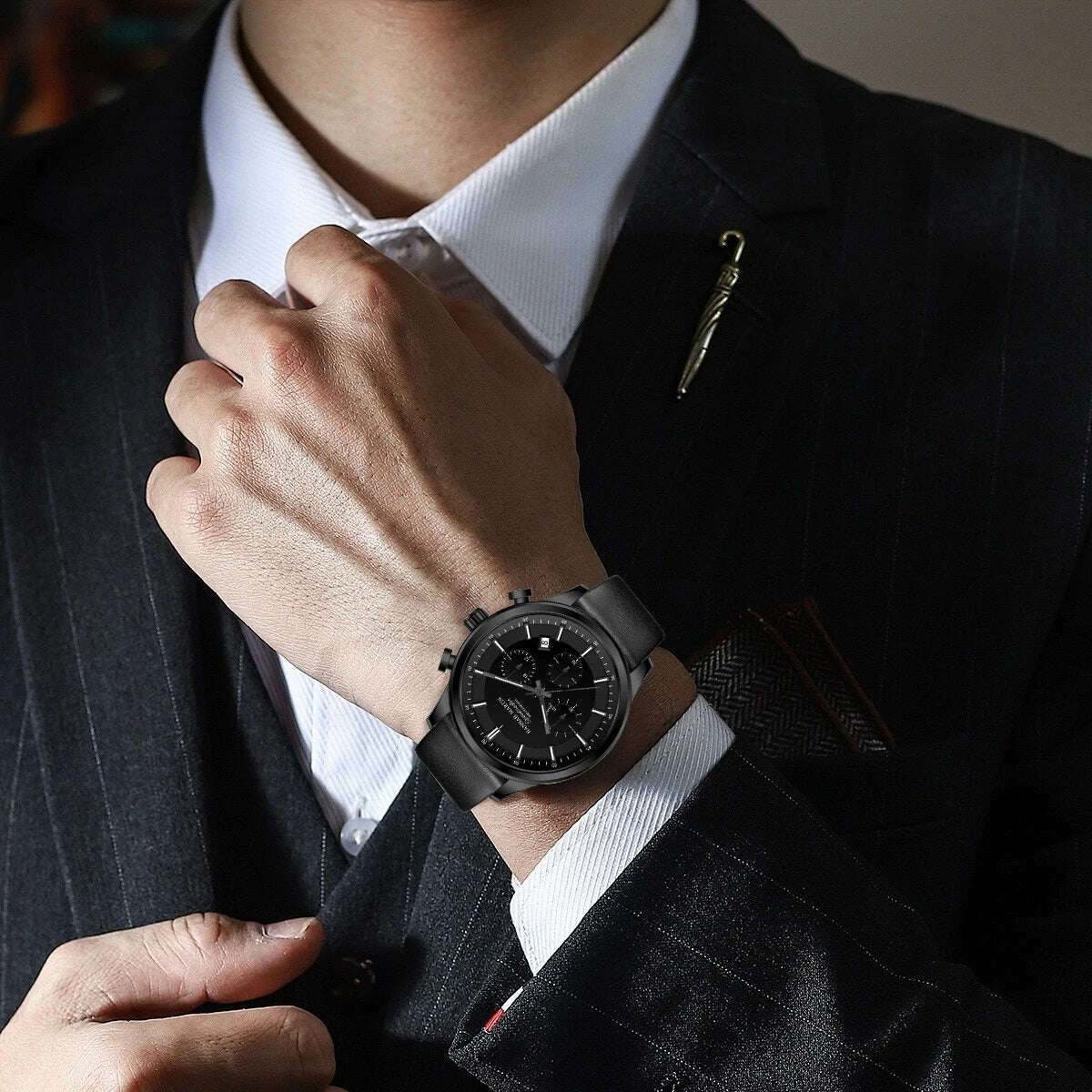 KIMLUD, Hannah Martin Brand Men Watch Multifunctional Timing Dial Casual Sports Leather Original Quartz Movement Business Watch for Men, KIMLUD Womens Clothes