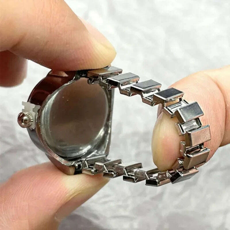 KIMLUD, Harajuku Pink Heart Rhinestone Mini Finger Watch Ring for Women Fun Cute Sweet Trend Girly Ring Vintage Aesthetics Jewelry Gift, KIMLUD Womens Clothes
