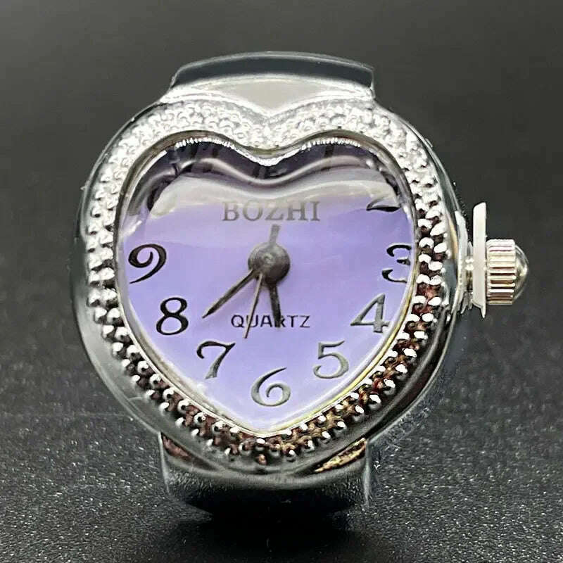 KIMLUD, Harajuku Pink Heart Rhinestone Mini Finger Watch Ring for Women Fun Cute Sweet Trend Girly Ring Vintage Aesthetics Jewelry Gift, KIMLUD Womens Clothes