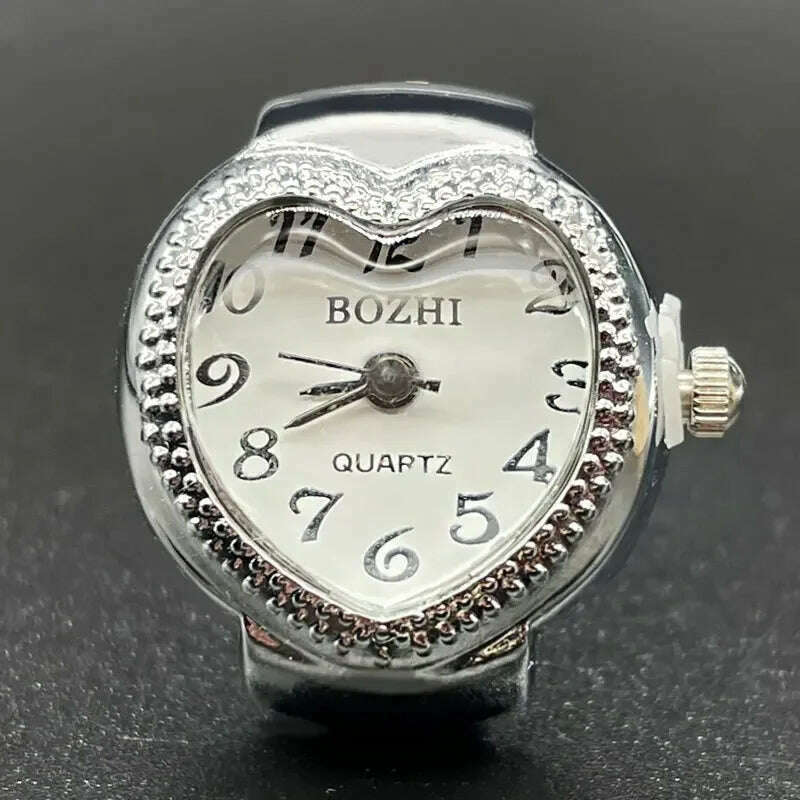 KIMLUD, Harajuku Pink Heart Rhinestone Mini Finger Watch Ring for Women Fun Cute Sweet Trend Girly Ring Vintage Aesthetics Jewelry Gift, KIMLUD Womens Clothes
