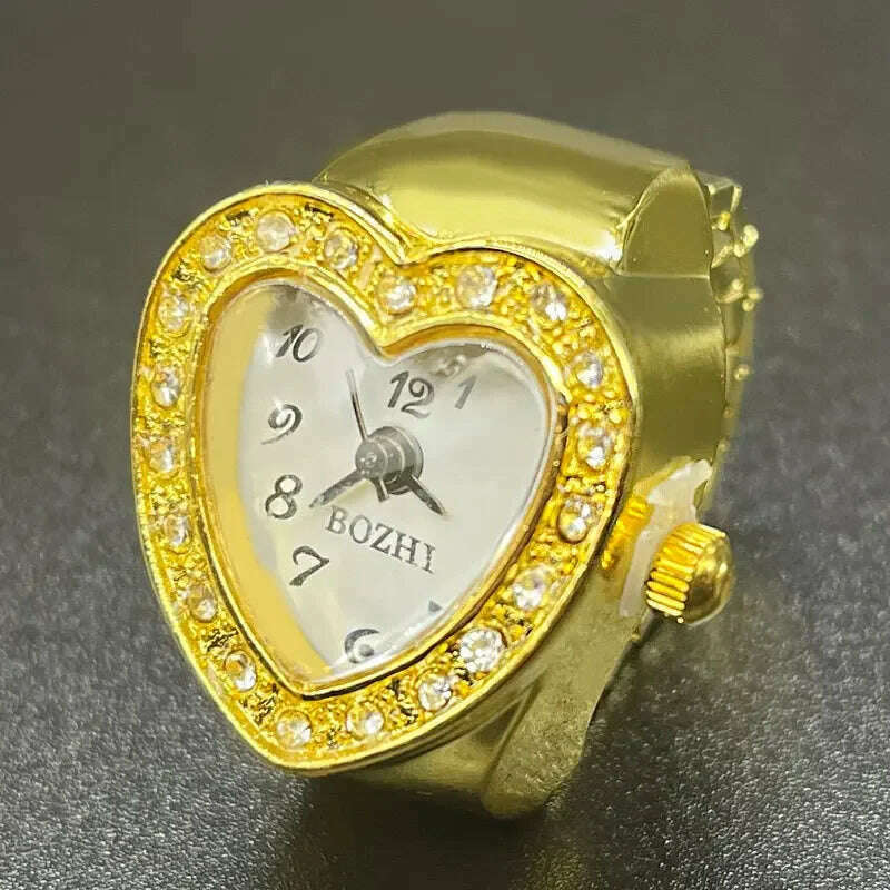 KIMLUD, Harajuku Pink Heart Rhinestone Mini Finger Watch Ring for Women Fun Cute Sweet Trend Girly Ring Vintage Aesthetics Jewelry Gift, KIMLUD Womens Clothes