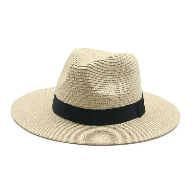 Hats for Women Bucket Sun Hats Ribbon Band Men Hat Straw Summer Panama Formal Outdoor Party Picnic Bucket Hat Sombreros De Mujer - KIMLUD