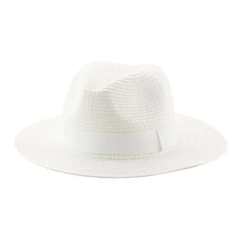 Hats for Women Bucket Sun Hats Ribbon Band Men Hat Straw Summer Panama Formal Outdoor Party Picnic Bucket Hat Sombreros De Mujer - KIMLUD