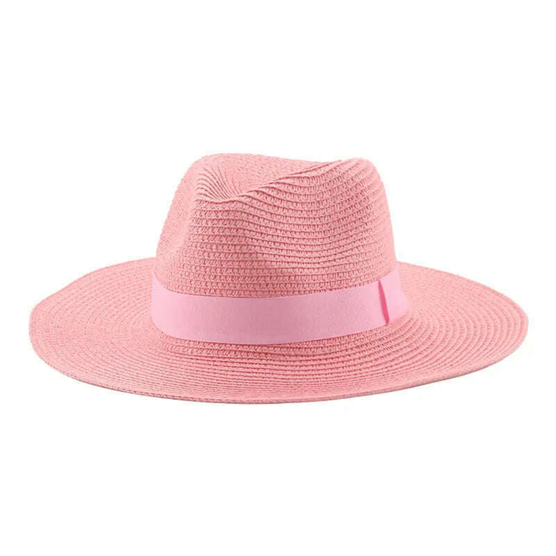 Hats for Women Bucket Sun Hats Ribbon Band Men Hat Straw Summer Panama Formal Outdoor Party Picnic Bucket Hat Sombreros De Mujer - KIMLUD