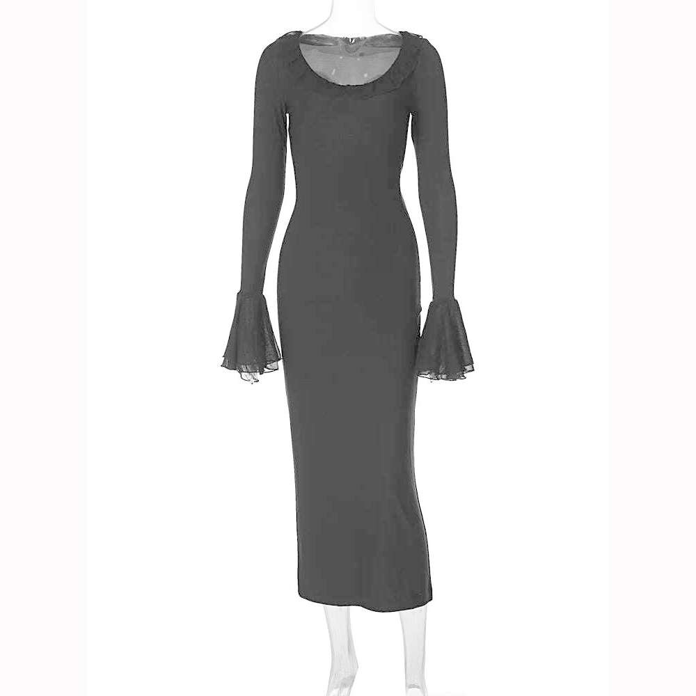 KIMLUD, Hawthaw Women 2024 Spring Autumn Long Sleeve Party Club Evening Streetwear Bodycon Red Long Dress Wholesale Items For Business, KIMLUD Womens Clothes