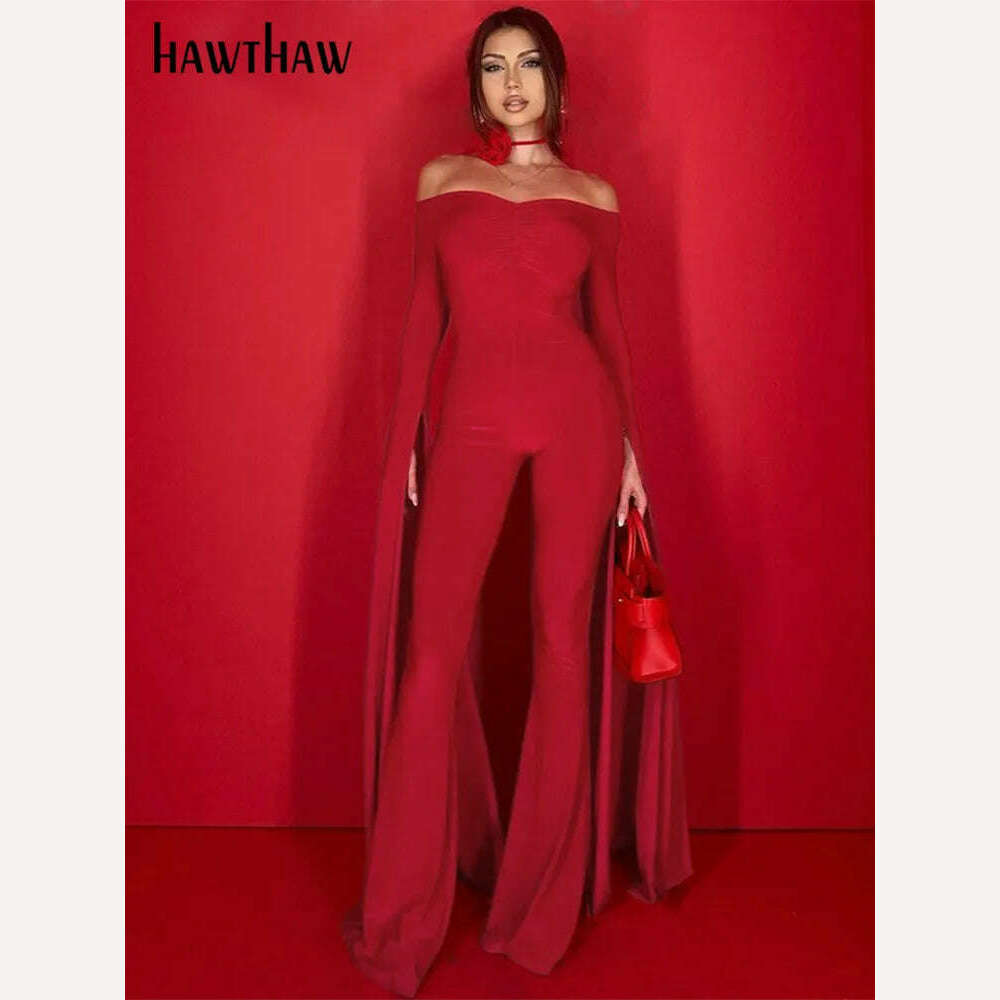 KIMLUD, Hawthaw Women 2024 Spring Autumn Long Sleeve Streetwear Bodycon Jumpsuit Overall One Piece Outfit Wholesale Items For Business, KIMLUD Womens Clothes