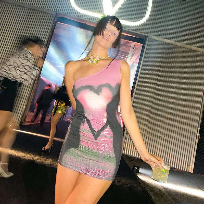 KIMLUD, Hawthaw Women Party Club Bodycon Streetwear Beach Vacation Short Mini Dress 2023 Summer Clothes Wholesale Items For Business, Pink / S, KIMLUD APPAREL - Womens Clothes