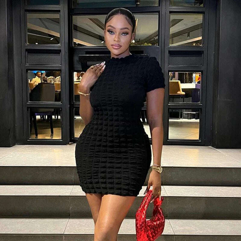 KIMLUD, Hawthaw Women Short Sleeve Party Club Streetwear Bodycon Short Mini Dress 2023 Summer Clothes Wholesale Items For Business, KIMLUD Womens Clothes