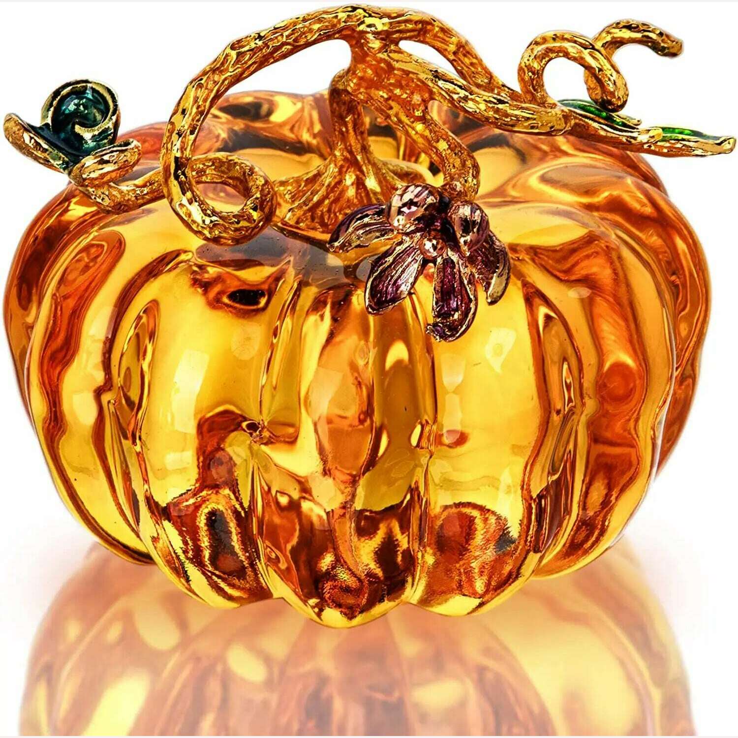 KIMLUD, H&D Hand Blown Glass Pumpkin Figurine Ornament Glass Collectible Figurine, Default Title, KIMLUD APPAREL - Womens Clothes
