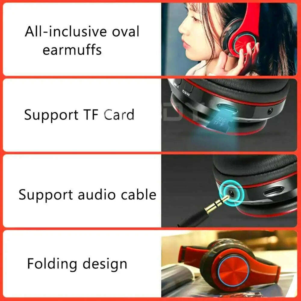Headsets Gamer Headphones Blutooth Surround Sound Stereo Wireless Earphone USB With MicroPhone Colourful Light PC Laptop Headset - KIMLUD