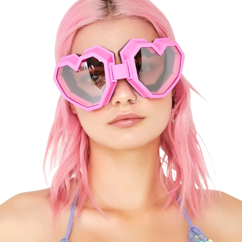 Heart Shaped Gradient Lens Oversized Sunglasses for Women Stylish Brand Designer Eyeglass with Unique Shape Feminino - KIMLUD