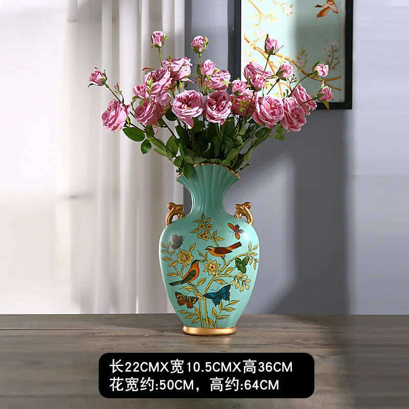 KIMLUD, Height 50cm Retro Style Originality Vase Landing Large Size Flower Arrangement Luxurious Ornaments Home Furnishings Decorate, 2, KIMLUD APPAREL - Womens Clothes