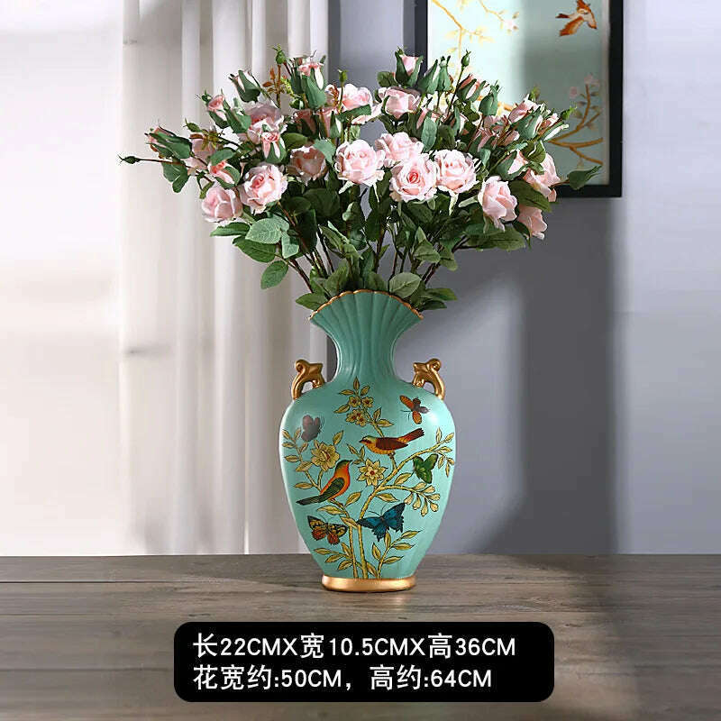 KIMLUD, Height 50cm Retro Style Originality Vase Landing Large Size Flower Arrangement Luxurious Ornaments Home Furnishings Decorate, 1, KIMLUD APPAREL - Womens Clothes