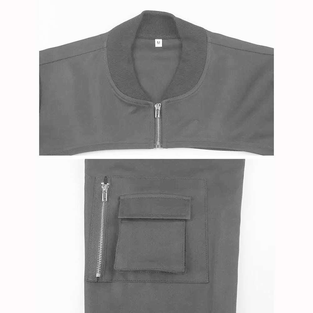 KIMLUD, HEYounGIRL Super-short Black Jacket Zipper Long Sleeve Harajuku Cropped Tshirt Gothic Techwear Fashion Korean Tee Punk Street, KIMLUD Womens Clothes
