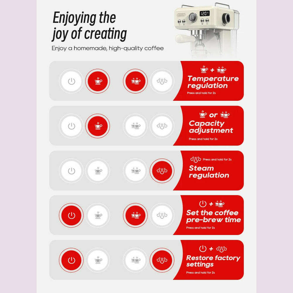 HiBREW 20Bar Semi Automatic Espresso Coffee Machine 58mm Portafilter Temperature Adjustable Cappuccino Coffee Maker Metal Case - KIMLUD