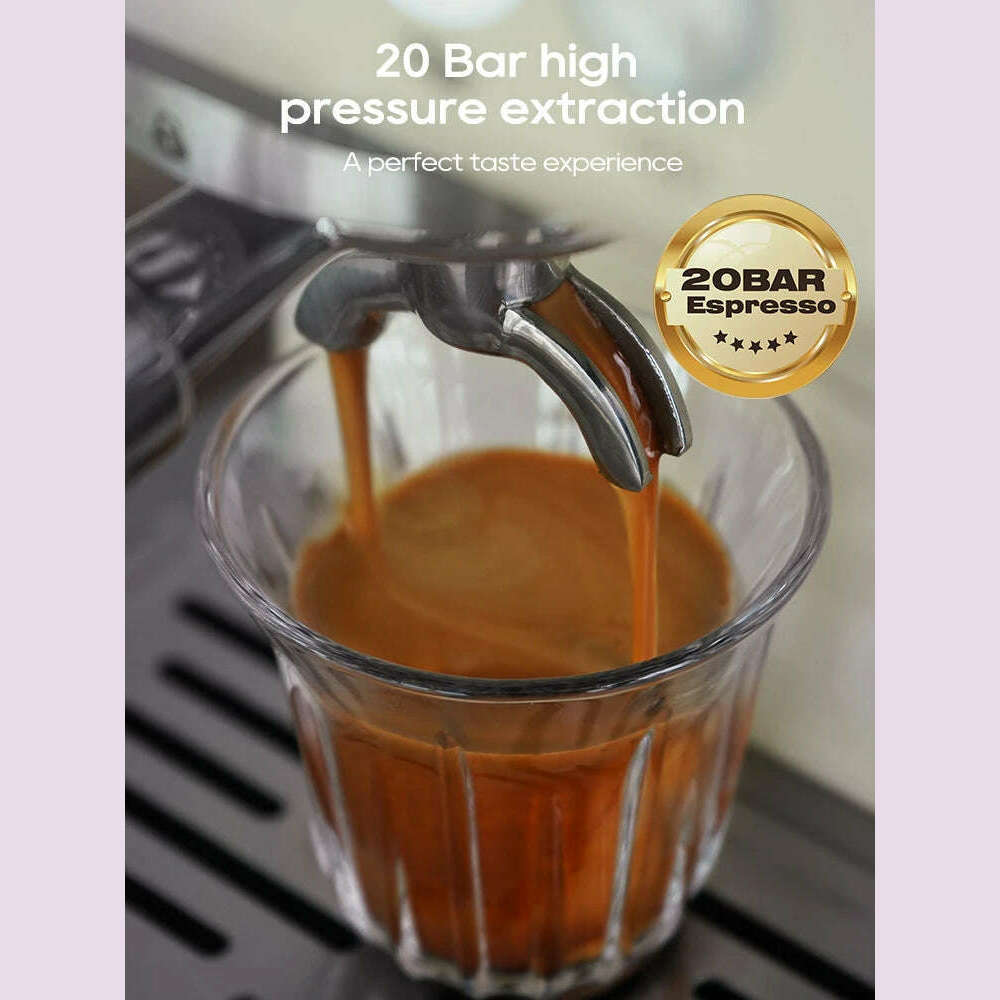 HiBREW 20Bar Semi Automatic Espresso Coffee Machine 58mm Portafilter Temperature Adjustable Cappuccino Coffee Maker Metal Case - KIMLUD