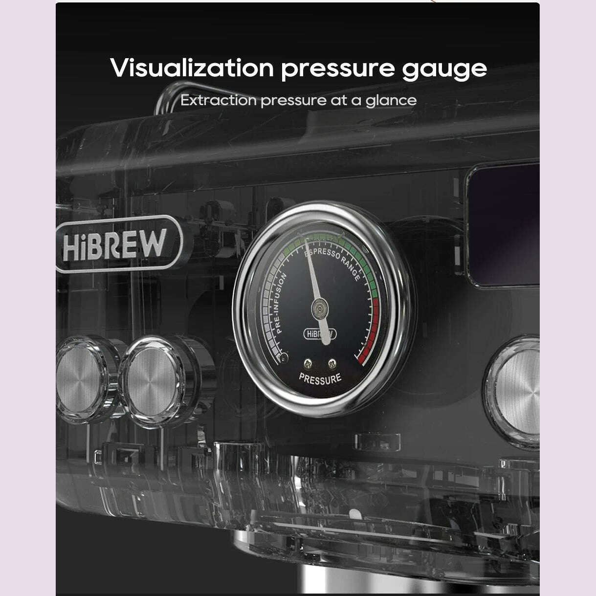 HiBREW 20Bar Semi Automatic Espresso Coffee Machine 58mm Portafilter Temperature Adjustable Cappuccino Coffee Maker Metal Case - KIMLUD