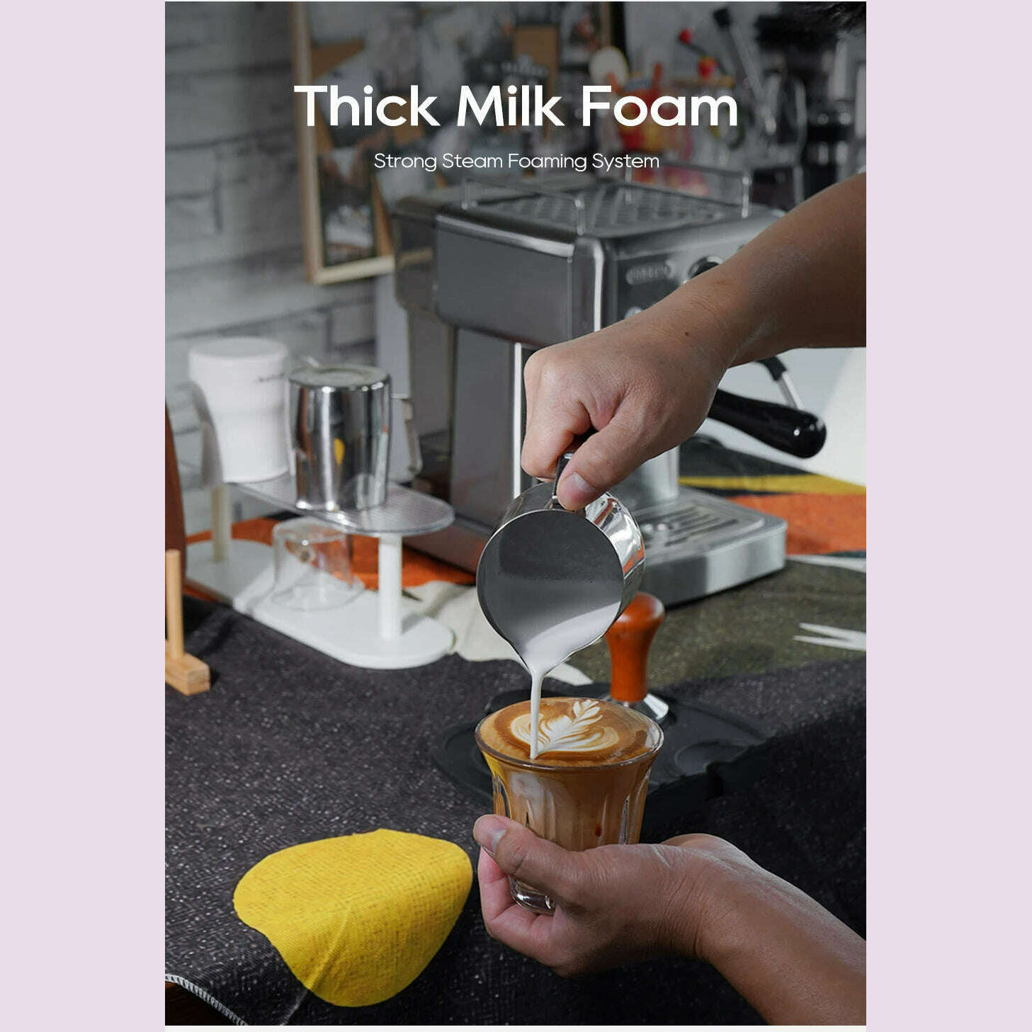 HiBREW 20Bar Semi Automatic Espresso Coffee Machine 58mm Portafilter Temperature Adjustable Cappuccino Coffee Maker Metal Case - KIMLUD