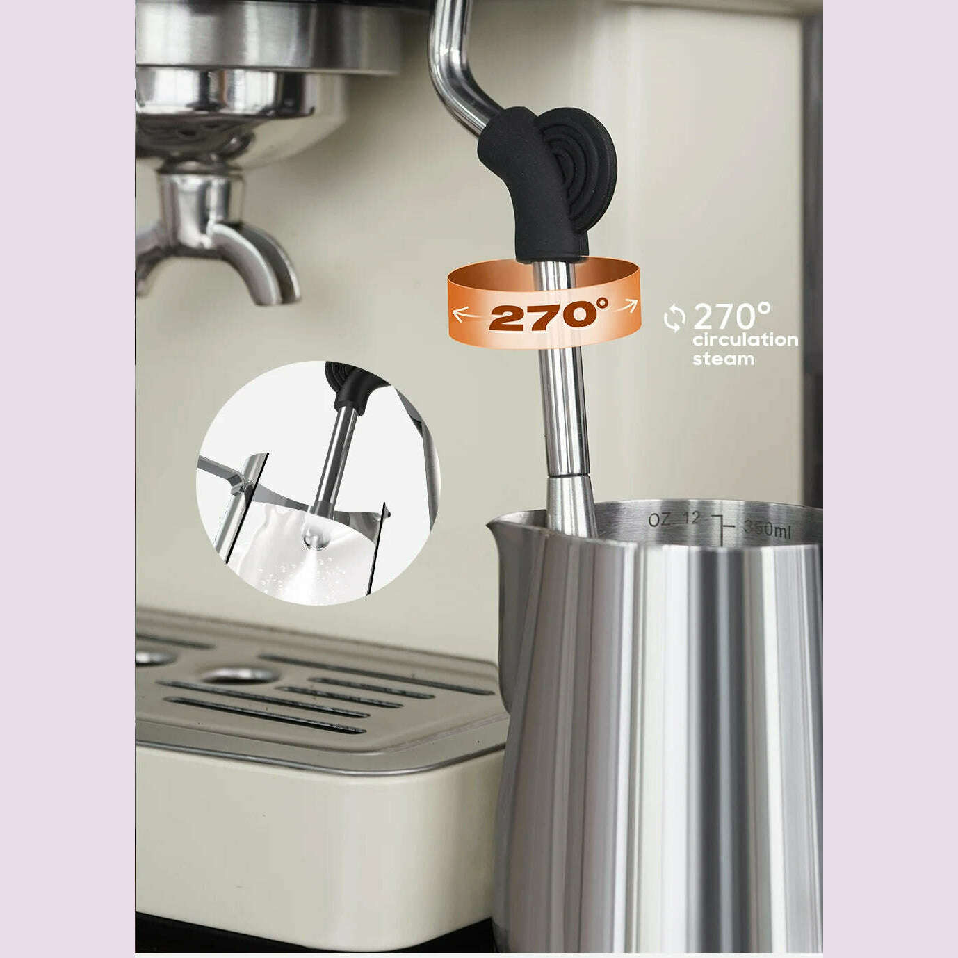 HiBREW 20Bar Semi Automatic Espresso Coffee Machine 58mm Portafilter Temperature Adjustable Cappuccino Coffee Maker Metal Case - KIMLUD