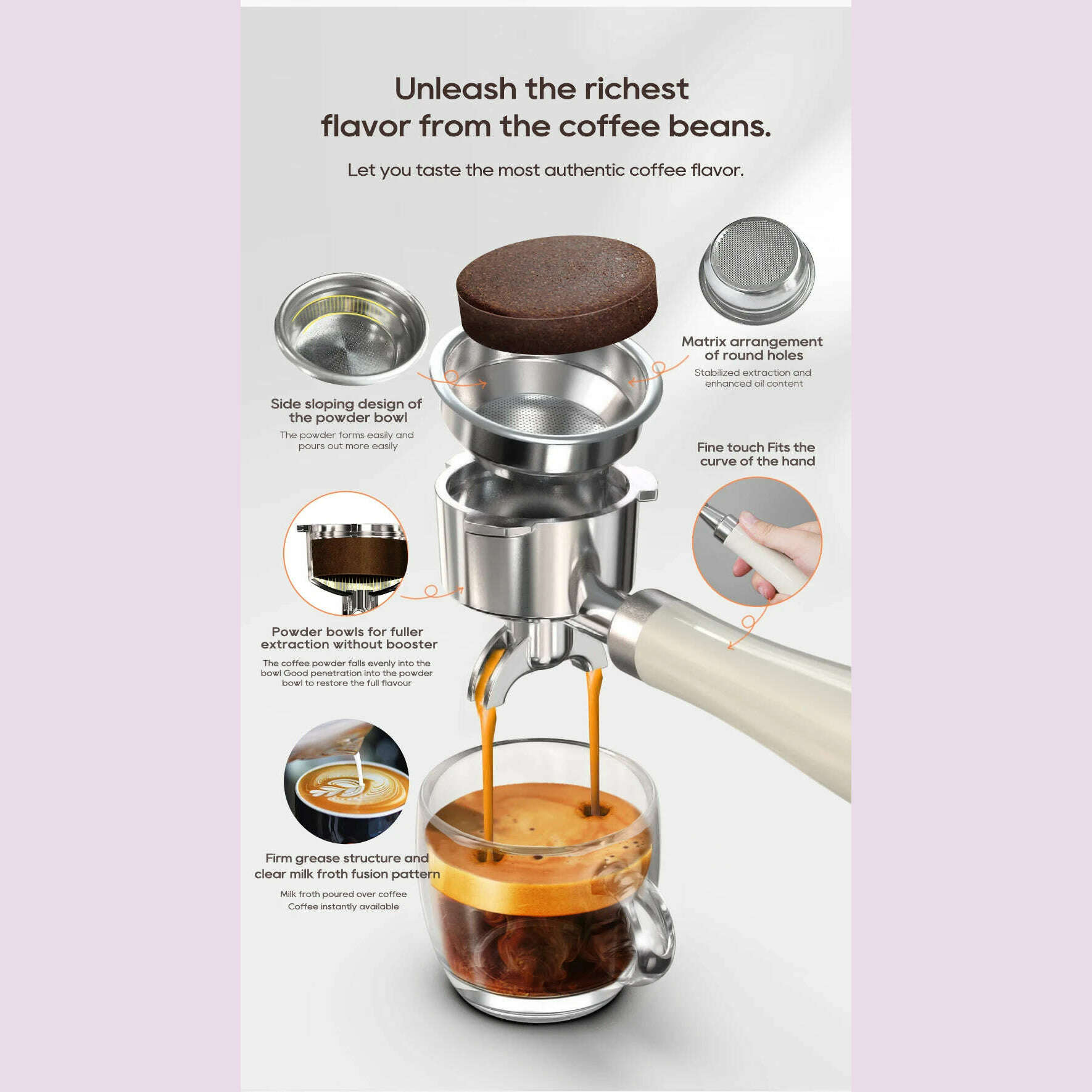 HiBREW 20Bar Semi Automatic Espresso Coffee Machine 58mm Portafilter Temperature Adjustable Cappuccino Coffee Maker Metal Case - KIMLUD