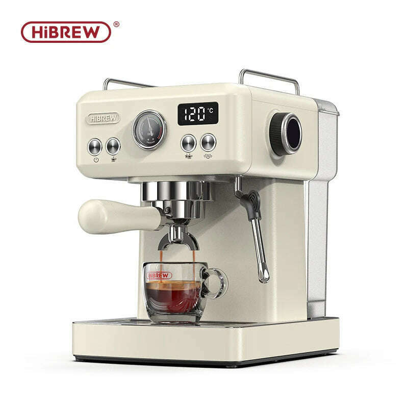 HiBREW 20Bar Semi Automatic Espresso Coffee Machine 58mm Portafilter Temperature Adjustable Cappuccino Coffee Maker Metal Case - KIMLUD