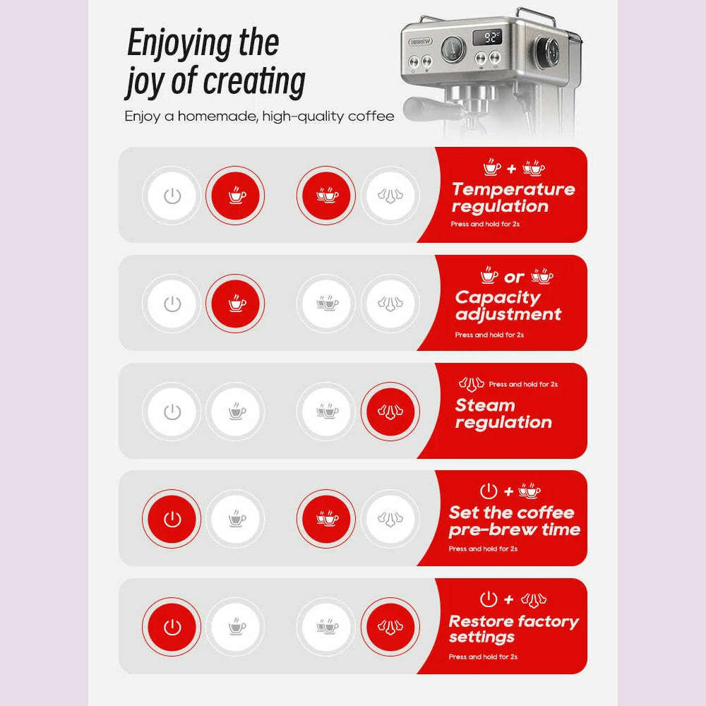 HiBREW 20Bar Semi Automatic Espresso Coffee Machine Temperature Adjustable 58mm Portafilter Cold/Hot Coffee Maker Metal CaseH10A - KIMLUD