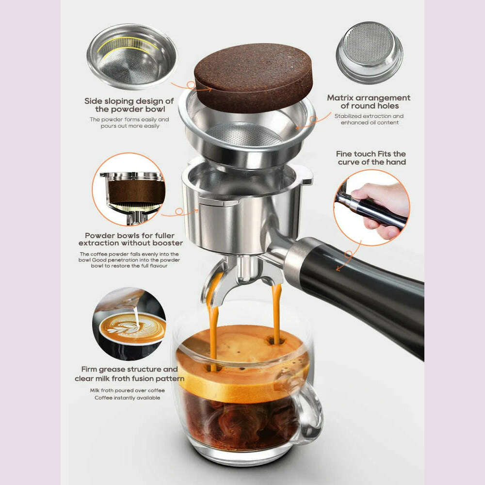 HiBREW 20Bar Semi Automatic Espresso Coffee Machine Temperature Adjustable 58mm Portafilter Cold/Hot Coffee Maker Metal CaseH10A - KIMLUD