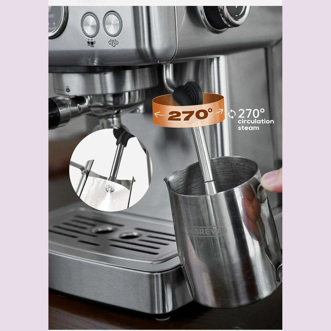 HiBREW 20Bar Semi Automatic Espresso Coffee Machine Temperature Adjustable 58mm Portafilter Cold/Hot Coffee Maker Metal CaseH10A - KIMLUD