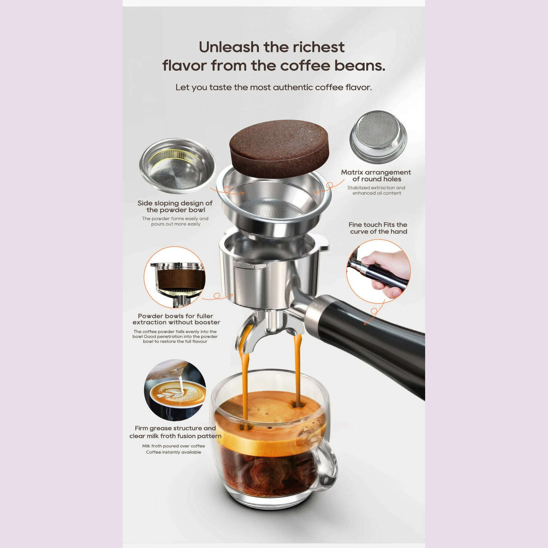 HiBREW 20Bar Semi Automatic Espresso Coffee Machine Temperature Adjustable 58mm Portafilter Cold/Hot Coffee Maker Metal CaseH10A - KIMLUD