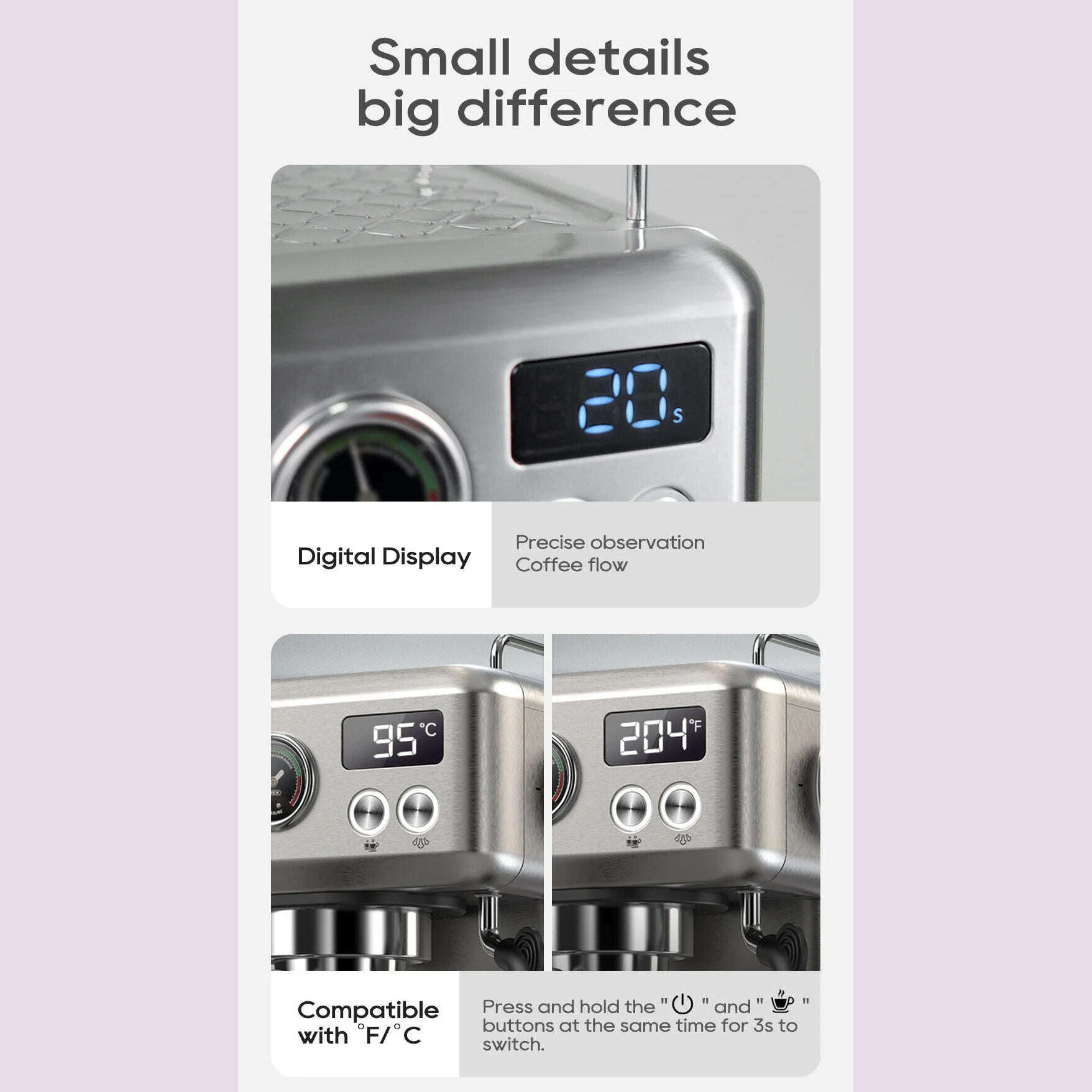 HiBREW 20Bar Semi Automatic Espresso Coffee Machine Temperature Adjustable 58mm Portafilter Cold/Hot Coffee Maker Metal CaseH10A - KIMLUD