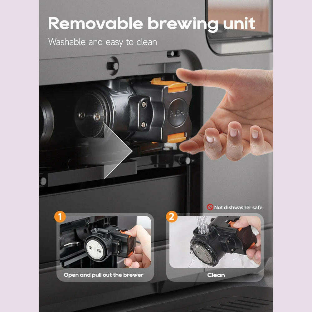 HiBREW Fully Automatic Espresso Machine Cappuccino Milk System 6 Coffee Varieties Intuitive Touch Display With Grinder H16 - KIMLUD