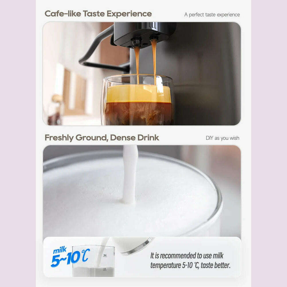 HiBREW Fully Automatic Espresso Machine Cappuccino Milk System 6 Coffee Varieties Intuitive Touch Display With Grinder H16 - KIMLUD