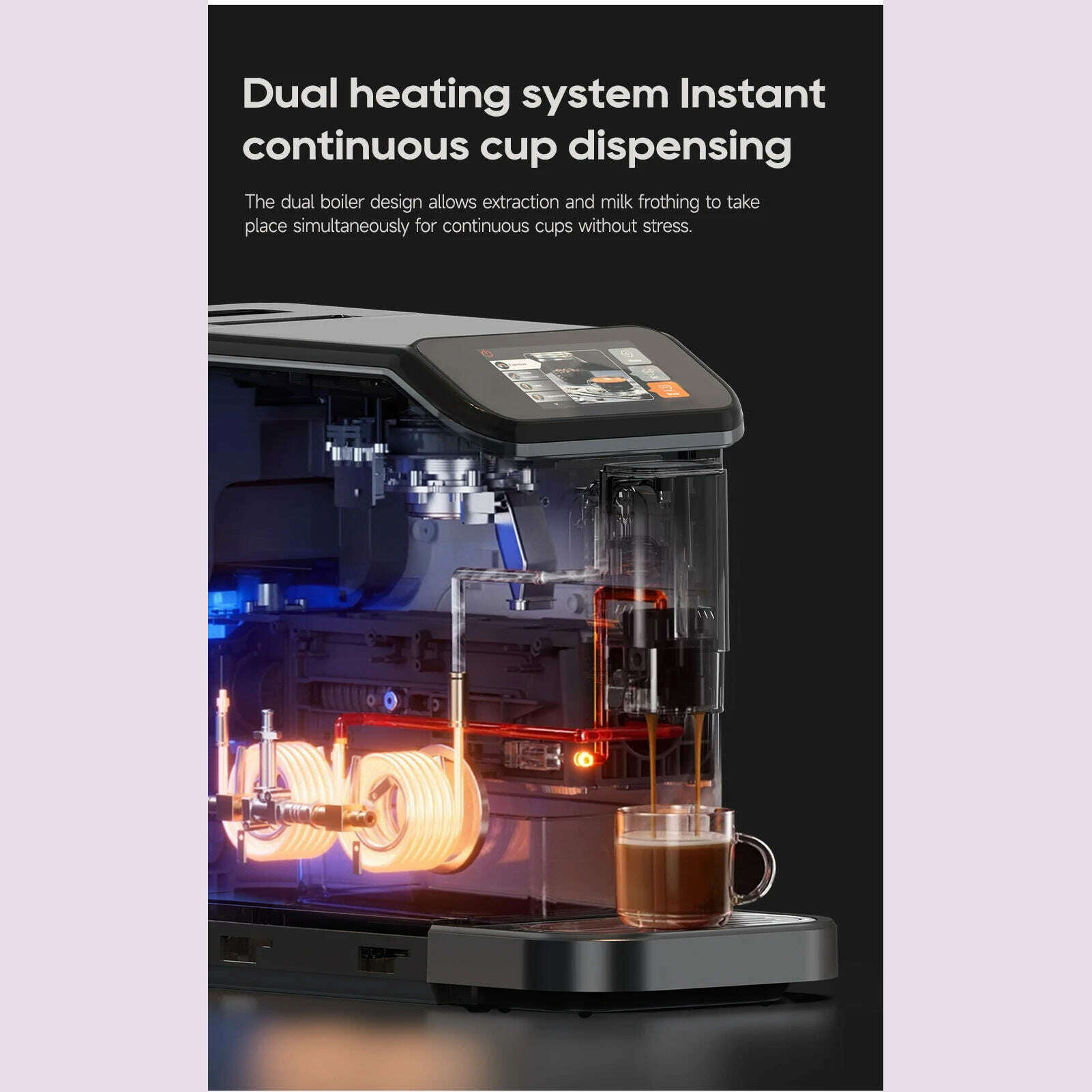 HiBREW Fully Automatic Espresso Machine Cappuccino Milk System 6 Coffee Varieties Intuitive Touch Display With Grinder H16 - KIMLUD