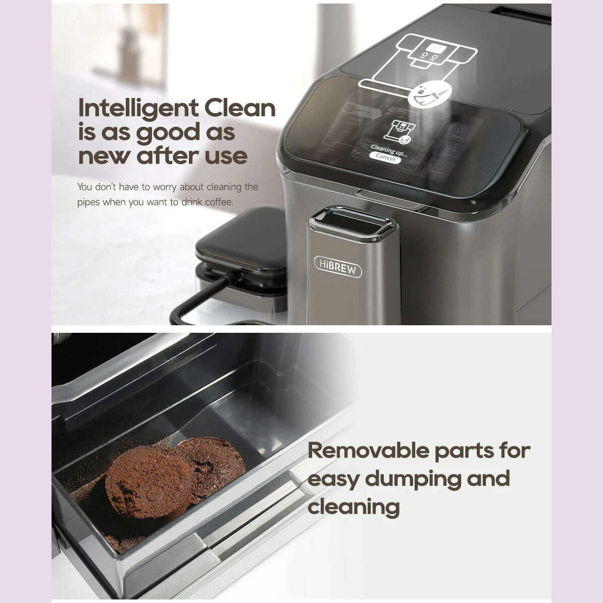 HiBREW Fully Automatic Espresso Machine Cappuccino Milk System 6 Coffee Varieties Intuitive Touch Display With Grinder H16 - KIMLUD