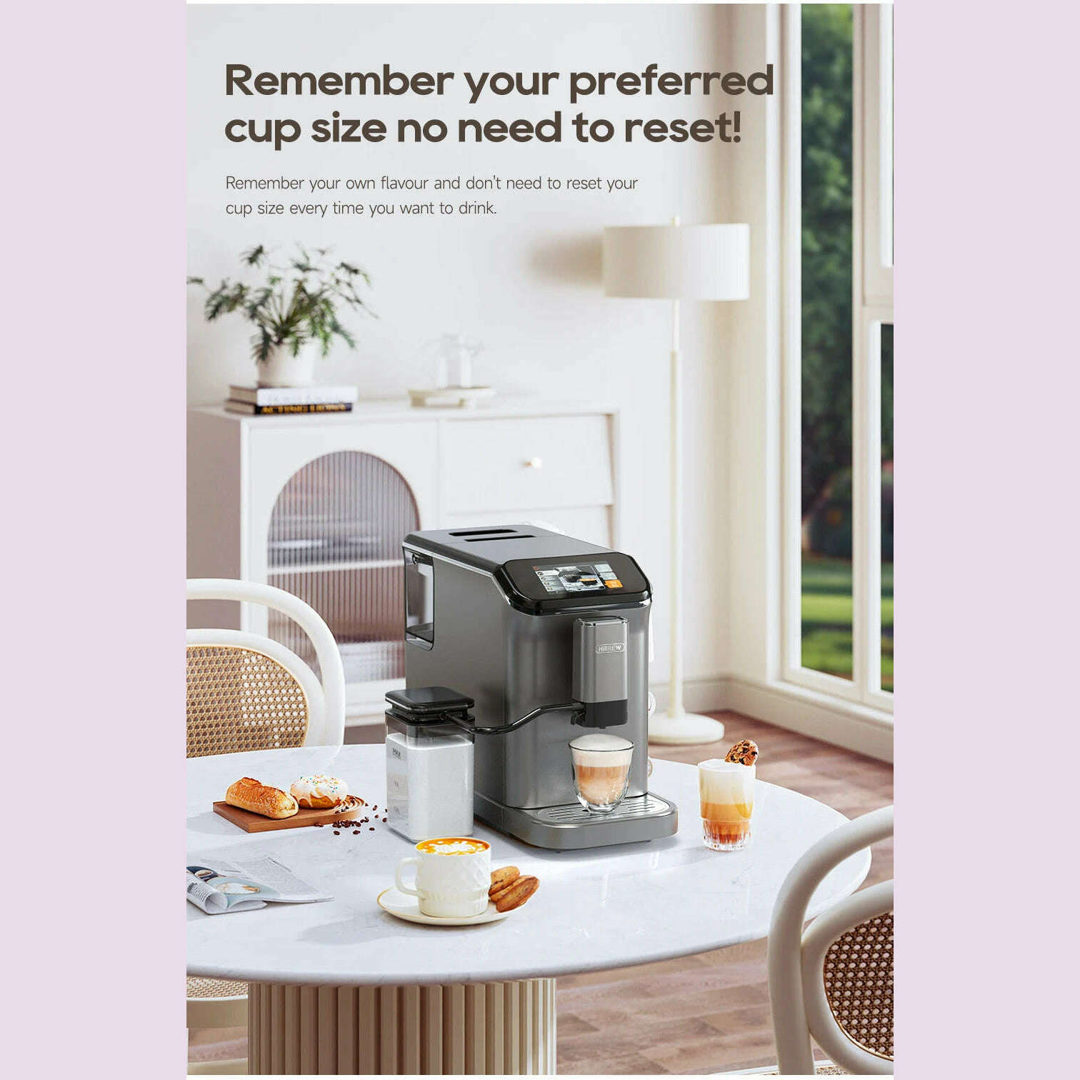 HiBREW Fully Automatic Espresso Machine Cappuccino Milk System 6 Coffee Varieties Intuitive Touch Display With Grinder H16 - KIMLUD