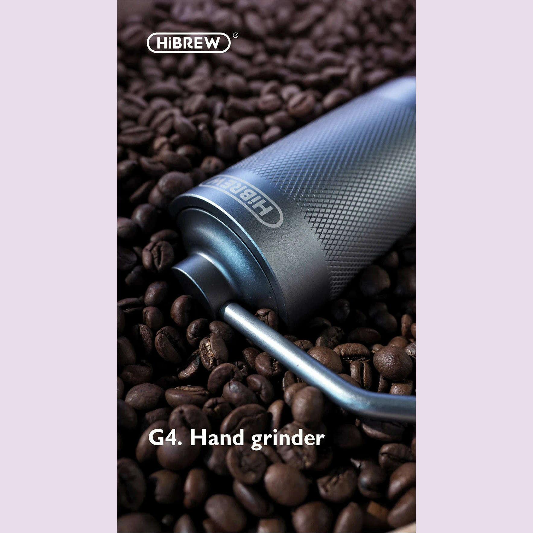 HiBREW Manual Coffee Grinder Portable High Quality Hand Grinder Mill Aluminium With Visual Bean Storage G4 - KIMLUD