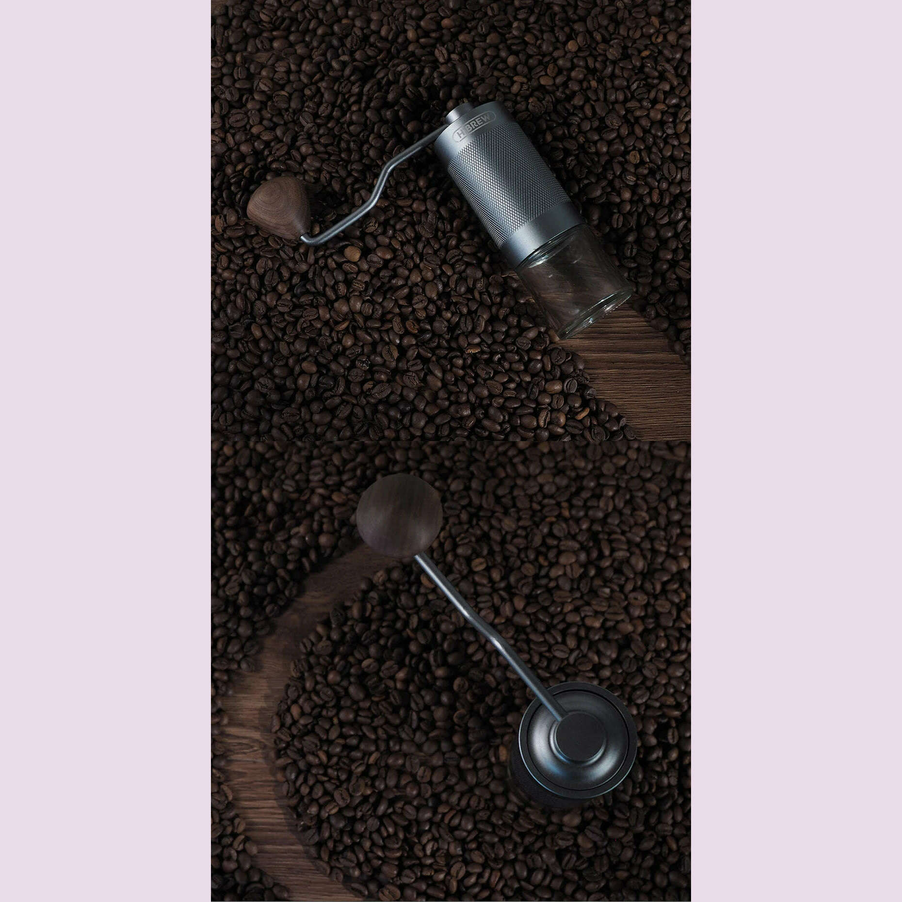 HiBREW Manual Coffee Grinder Portable High Quality Hand Grinder Mill Aluminium With Visual Bean Storage G4 - KIMLUD