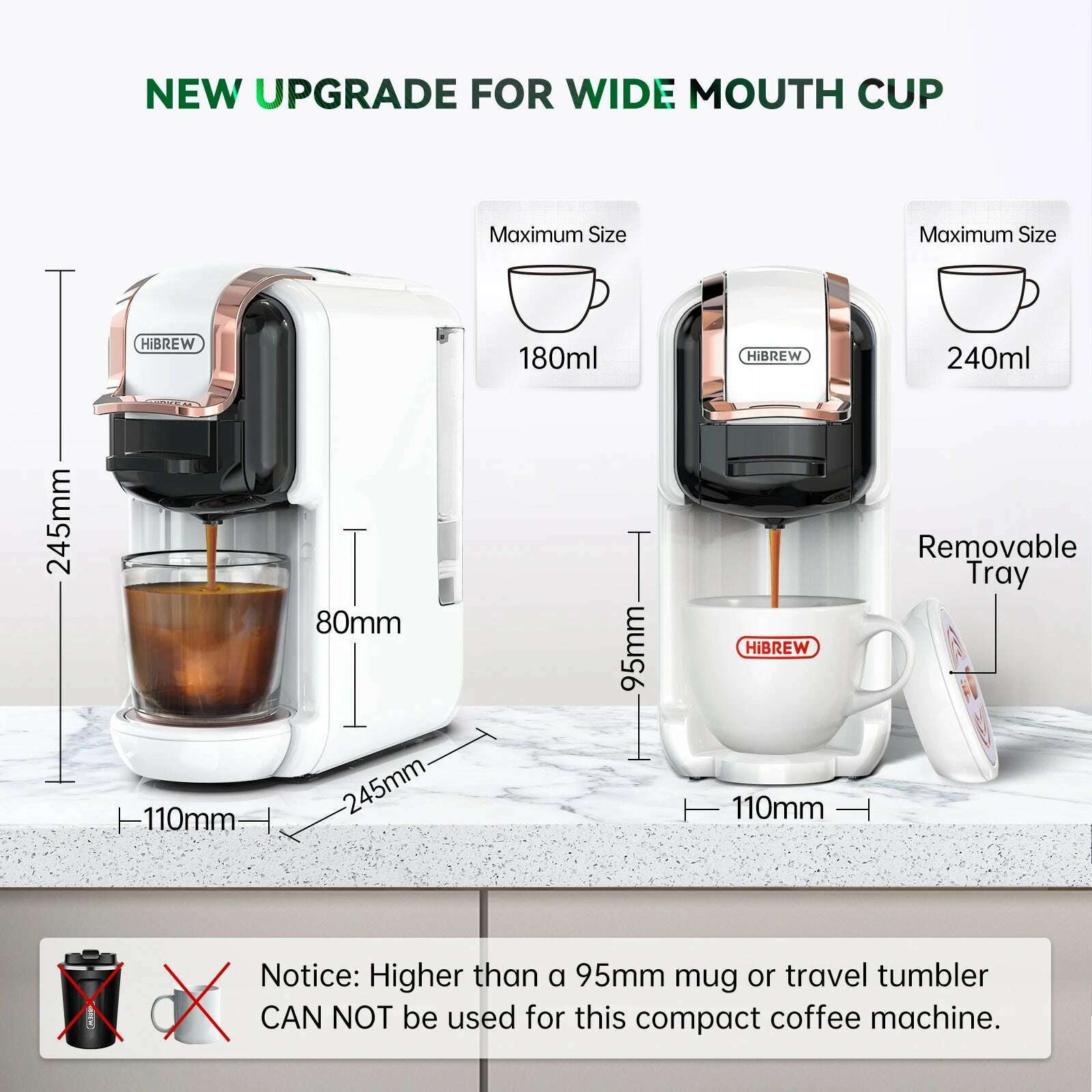 HiBREW Multiple Capsule Coffee Machine, Hot/Cold Dolce Gusto Milk Nespresso Capsule ESE Pod Ground Coffee Cafeteria 19Bar 5 in 1 - KIMLUD