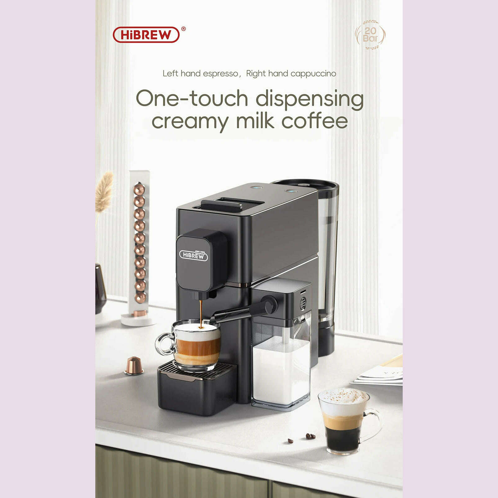 KIMLUD, HiBREW Nes Capsule Coffee Machine Automatic Frothed Milk Cappuccino and Latte Espresso Coffee Maker H15, KIMLUD Womens Clothes