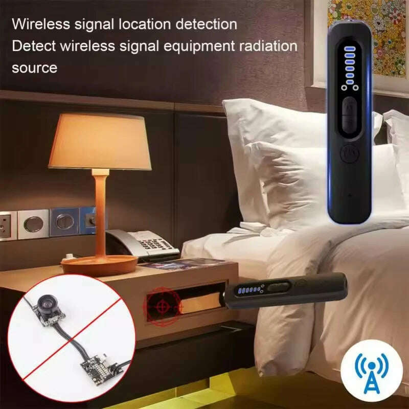 Hidden Camera Detector Anti-Spy Car GPS Tracker Listening Device Bug RF Wireless All Signal Scanner Gadget Security Protection - KIMLUD