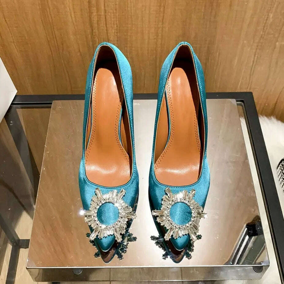 KIMLUD, High Heels Women's Crystal Diamond Buckle Sexy Shoes Pointed Shoes Stiletto Heels Womens Shoes, KIMLUD Womens Clothes