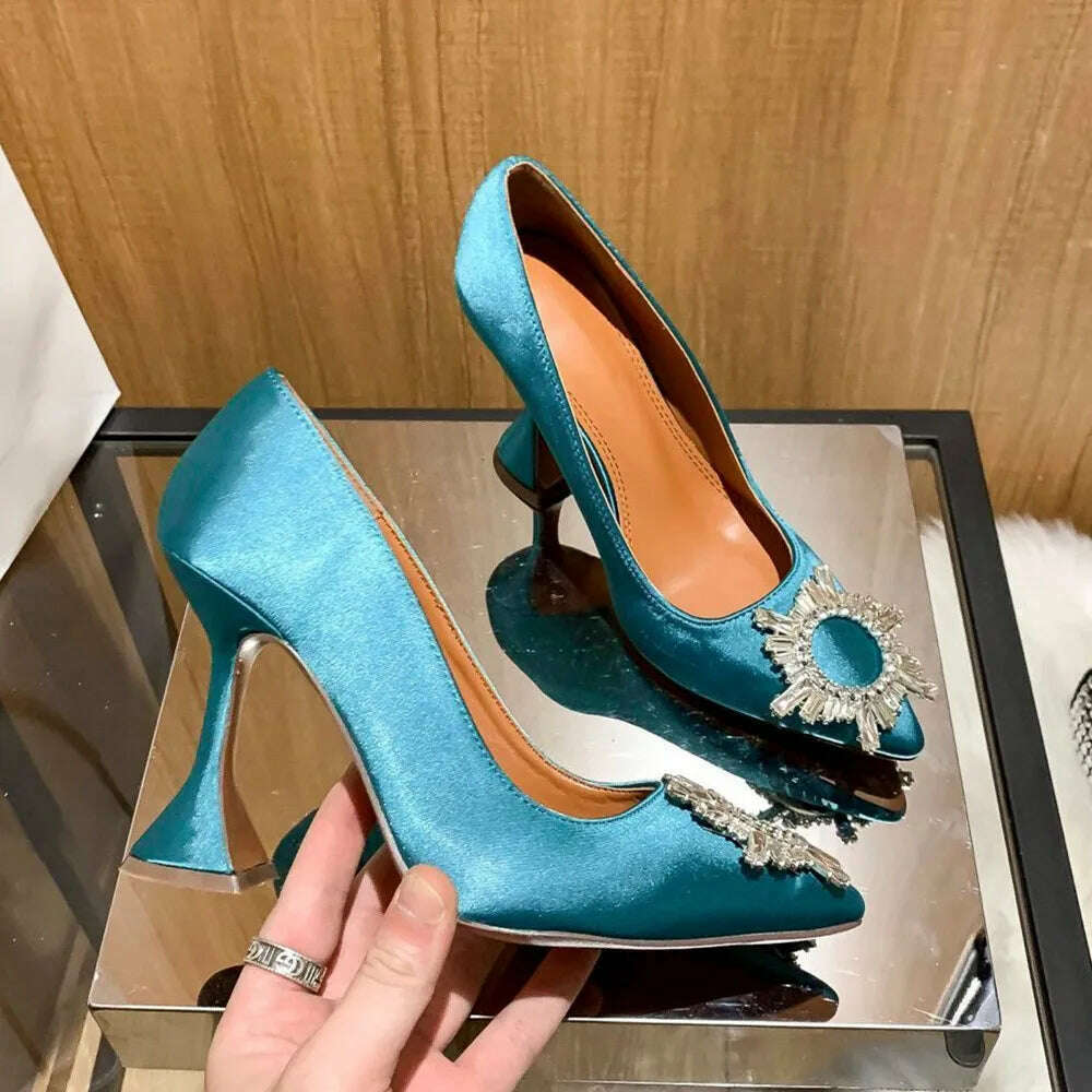 KIMLUD, High Heels Women's Crystal Diamond Buckle Sexy Shoes Pointed Shoes Stiletto Heels Womens Shoes, KIMLUD Womens Clothes
