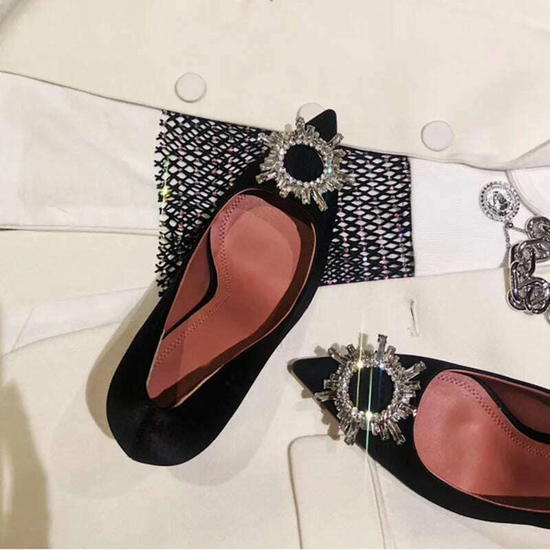 KIMLUD, High Heels Women's Crystal Diamond Buckle Sexy Shoes Pointed Shoes Stiletto Heels Womens Shoes, KIMLUD Womens Clothes