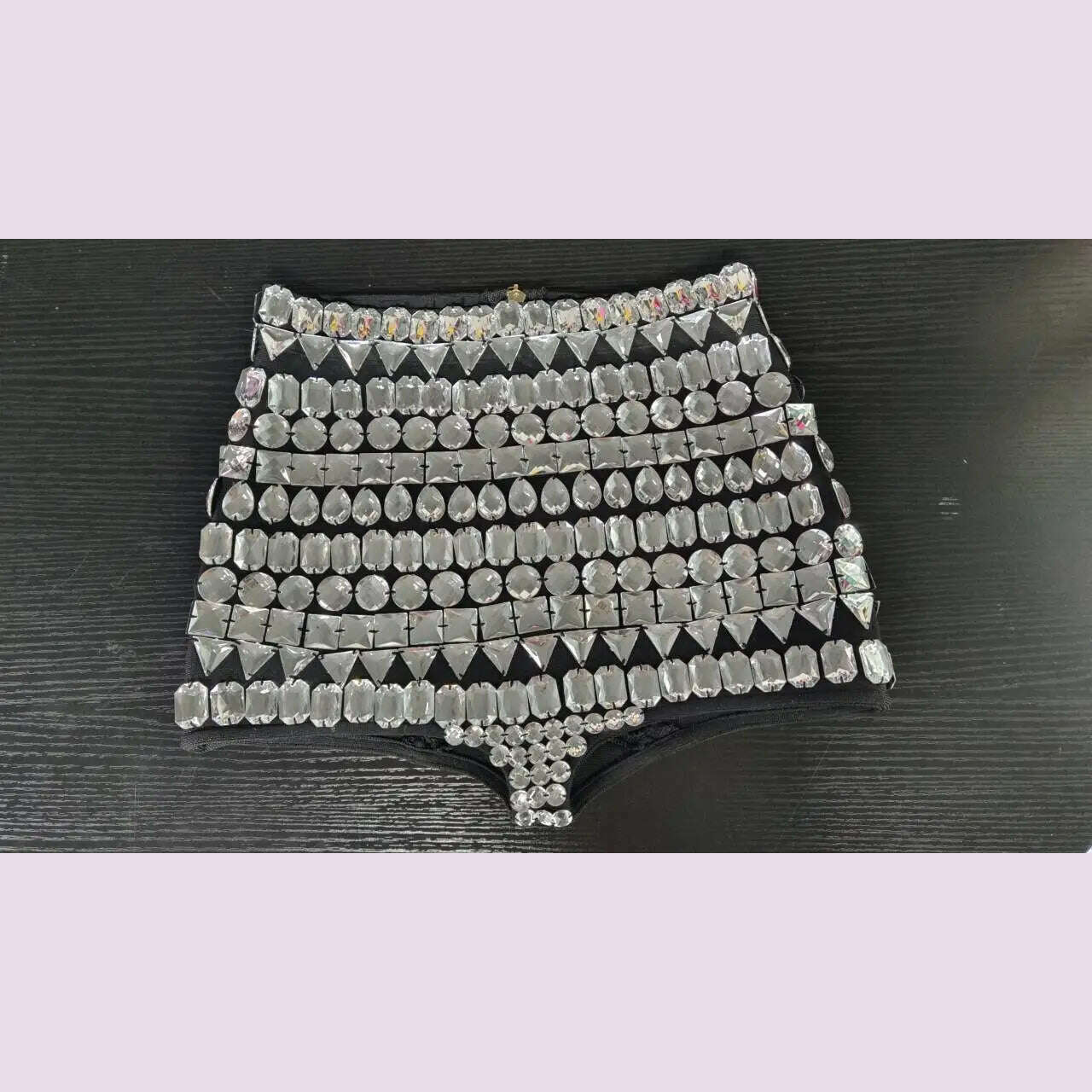 High Quality Black Color Women Sexy Big Crystal Bodycon Mini Shorts Celebrate Nightclub Party Bar Dancer Wear High Quality - KIMLUD