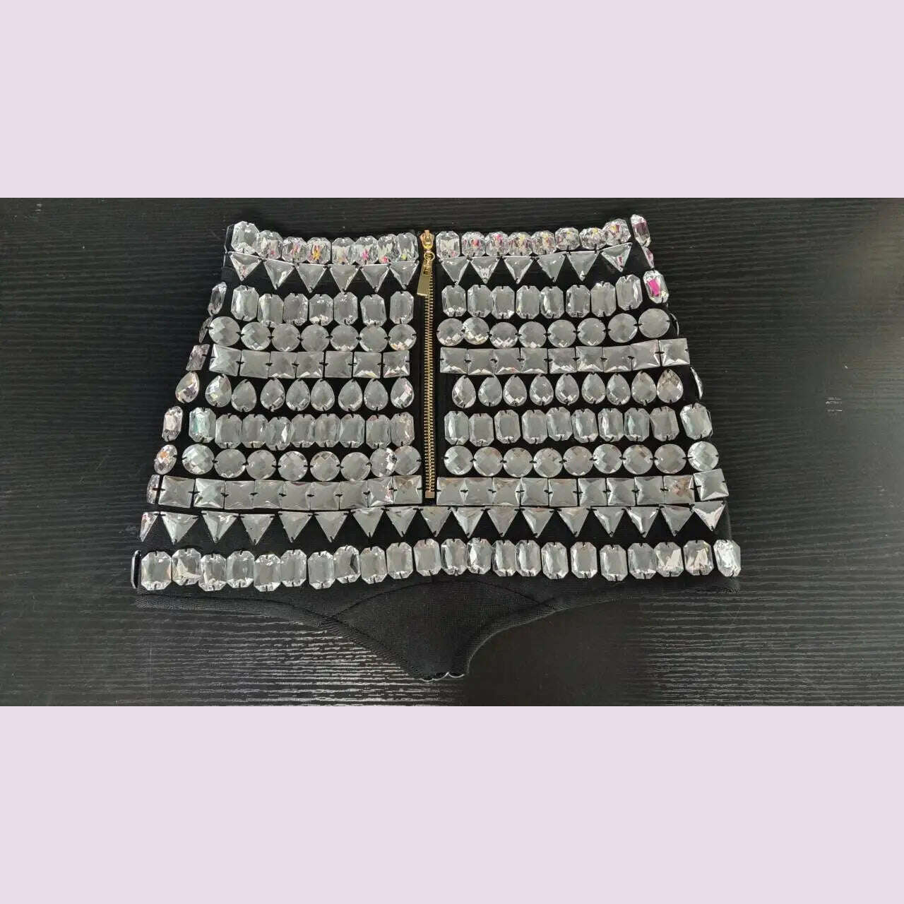 High Quality Black Color Women Sexy Big Crystal Bodycon Mini Shorts Celebrate Nightclub Party Bar Dancer Wear High Quality - KIMLUD