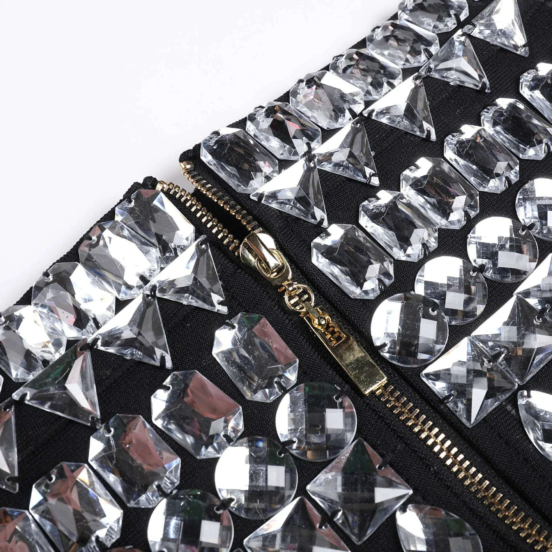 High Quality Black Color Women Sexy Big Crystal Bodycon Mini Shorts Celebrate Nightclub Party Bar Dancer Wear High Quality - KIMLUD